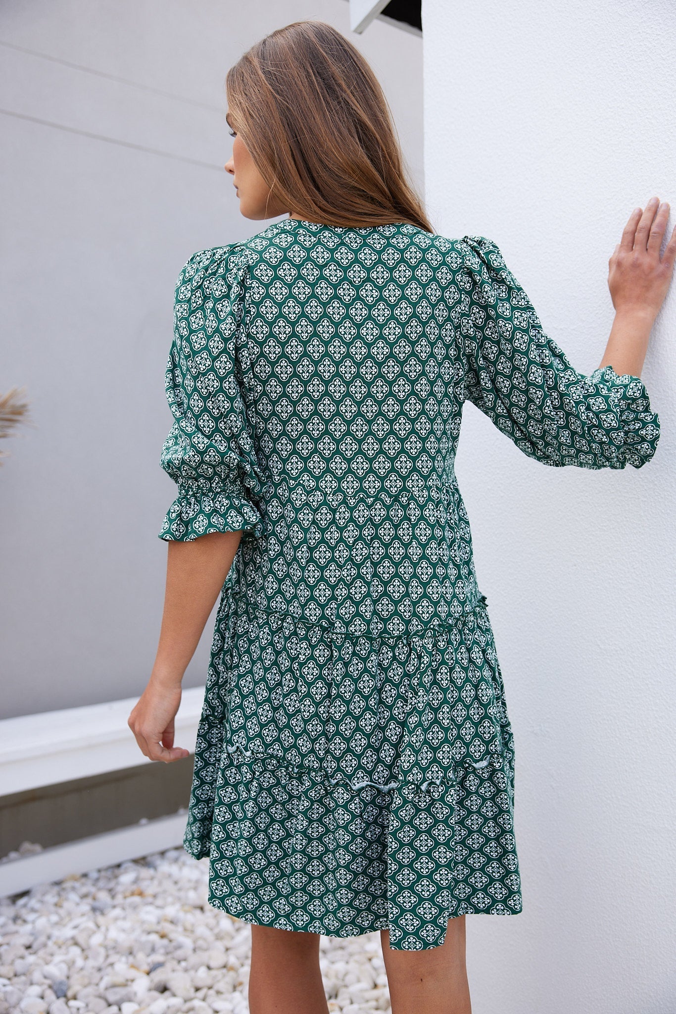 Esperanza Dress - Green Print-Dresses-Womens Clothing-ESTHER & CO.