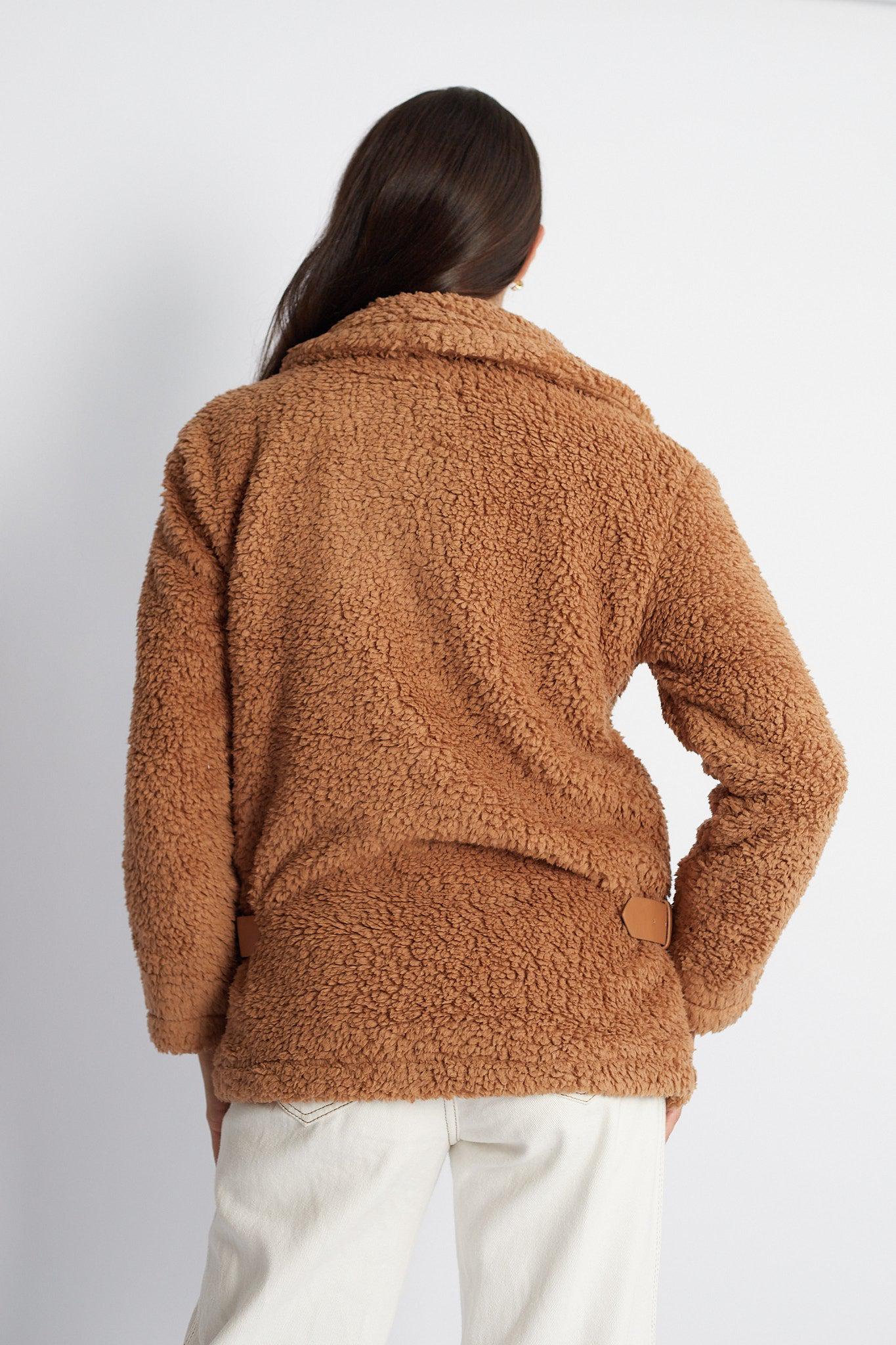 Grizelda Teddy Jacket - Tan-Jackets-Womens Clothing-ESTHER & CO.