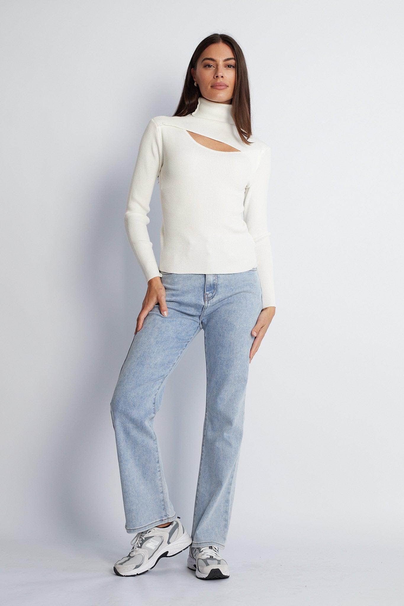 Keiran Knit Top - White-Knitwear-Womens Clothing-ESTHER & CO.