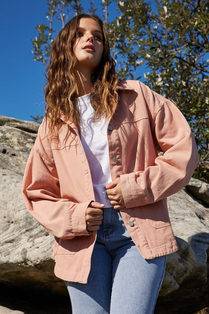 Plain And Simple Denim Jacket in Pink Curves • Impressions Online Boutique