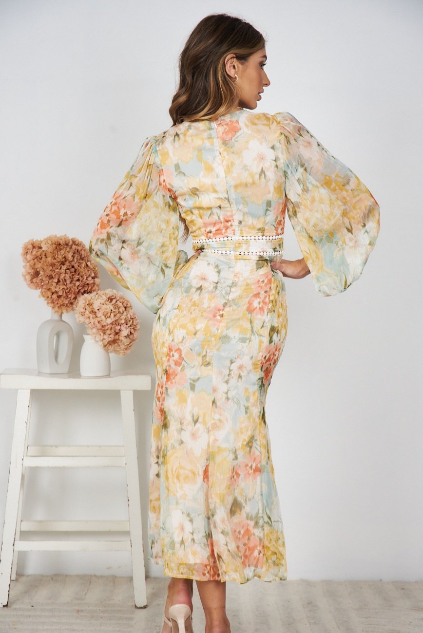 LE'RURE Cotton race souffle sleeve dress