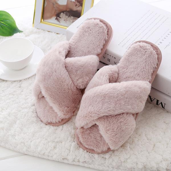Esther Co. Fluffy Slippers Dusty Blush ESTHER CO